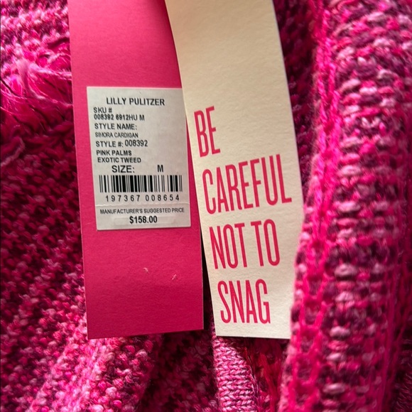 LILLY PULITZER Pink Palms Exotic Tweed NWT blazer knit sweater jacket coat - Picture 6 of 6